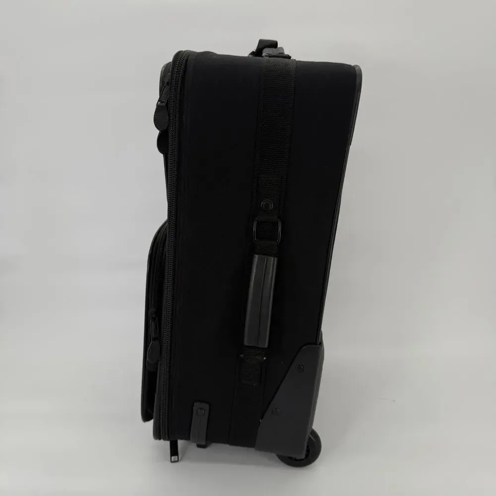 LL Bean 22” Rolling Suitcase Carry On Luggage Travel Bag Leather Trim Wheeled